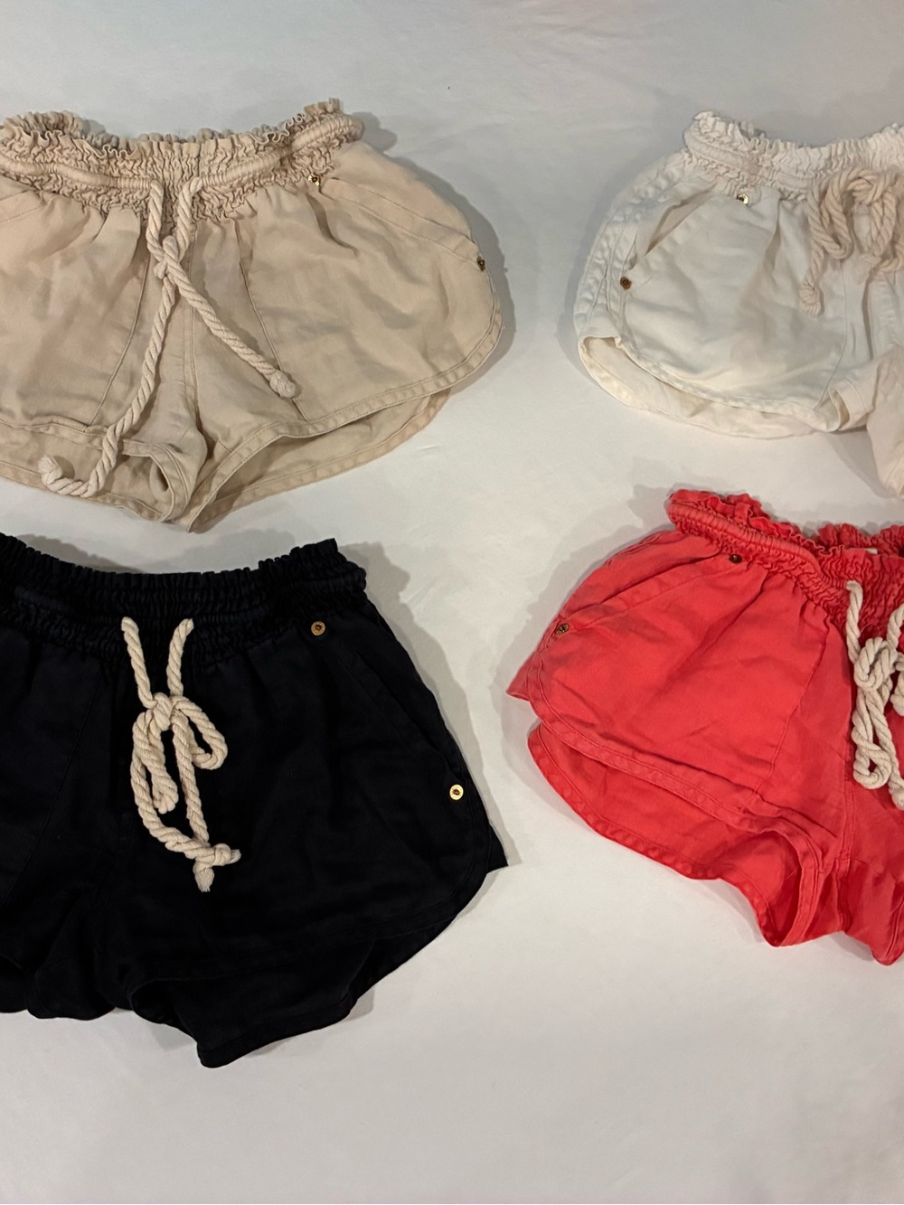 Women’s linen Guess Elastic Waist Pull-On Shorts - Cream, White, Black, Coral